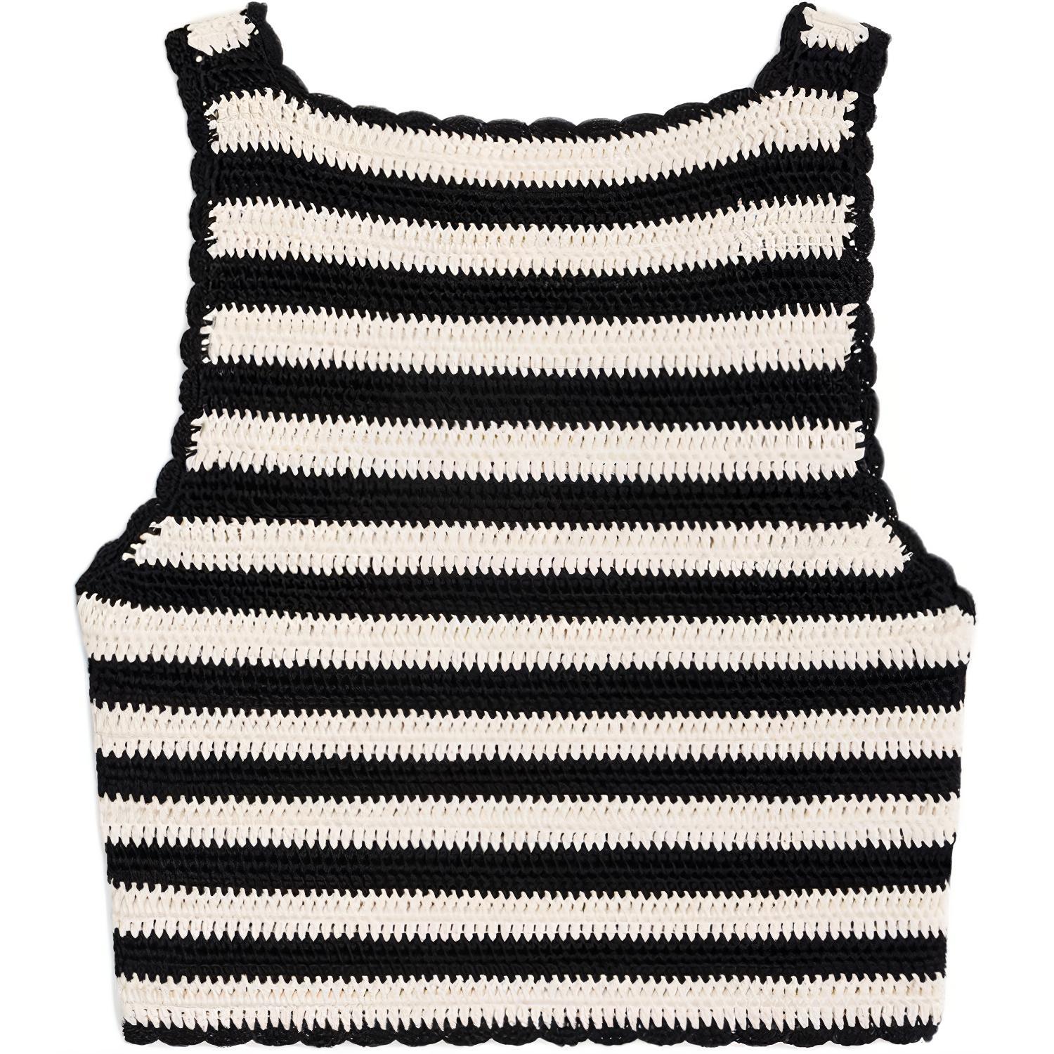 Lookbook (Women) CELINE  Striped Logo Embroidered Crop Tank Top Black/White. 2AE9R720X-38EC