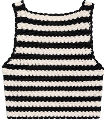 (Women) CELINE Striped Logo Embroidered Crop Tank Top Black/White. 2AE9R720X-38EC Lookbook (Women) CELINE Striped Logo Embroidered Crop Tank Top Black/White. 2AE9R720X-38EC