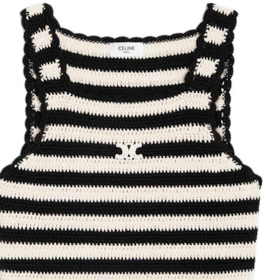 (Women) CELINE Striped Logo Embroidered Crop Tank Top Black/White. 2AE9R720X-38EC Purchase (Women) CELINE Striped Logo Embroidered Crop Tank Top Black/White. 2AE9R720X-38EC