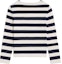 Lookbook (Women) CELINE Striped Logo Patch Long Sleeve Pullover Tee Navy Blue. 2X47NA040-07YC