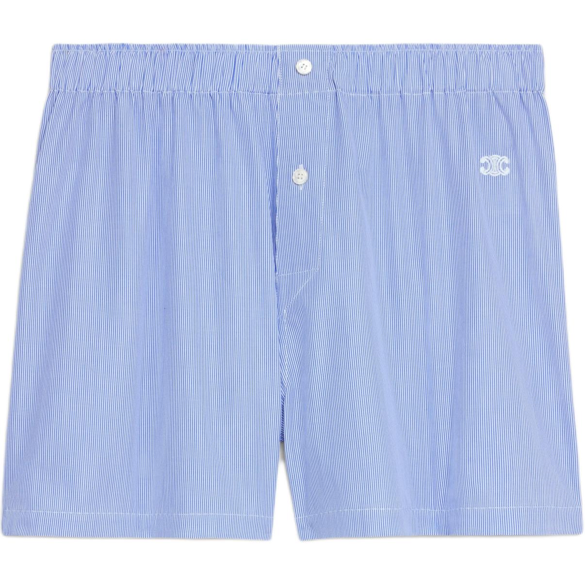 (Women) CELINE  Striped Print Elastic Waist Casual Shorts Blue. 2Z294937S-01NL