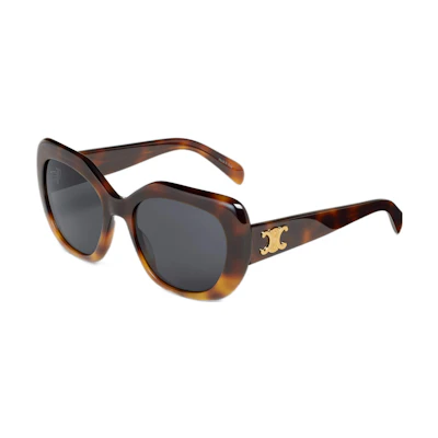 (Women) CELINE Tortoiseshell Square Sunglasses with Metal Triomphe Logo. 4S226CPLB19RH