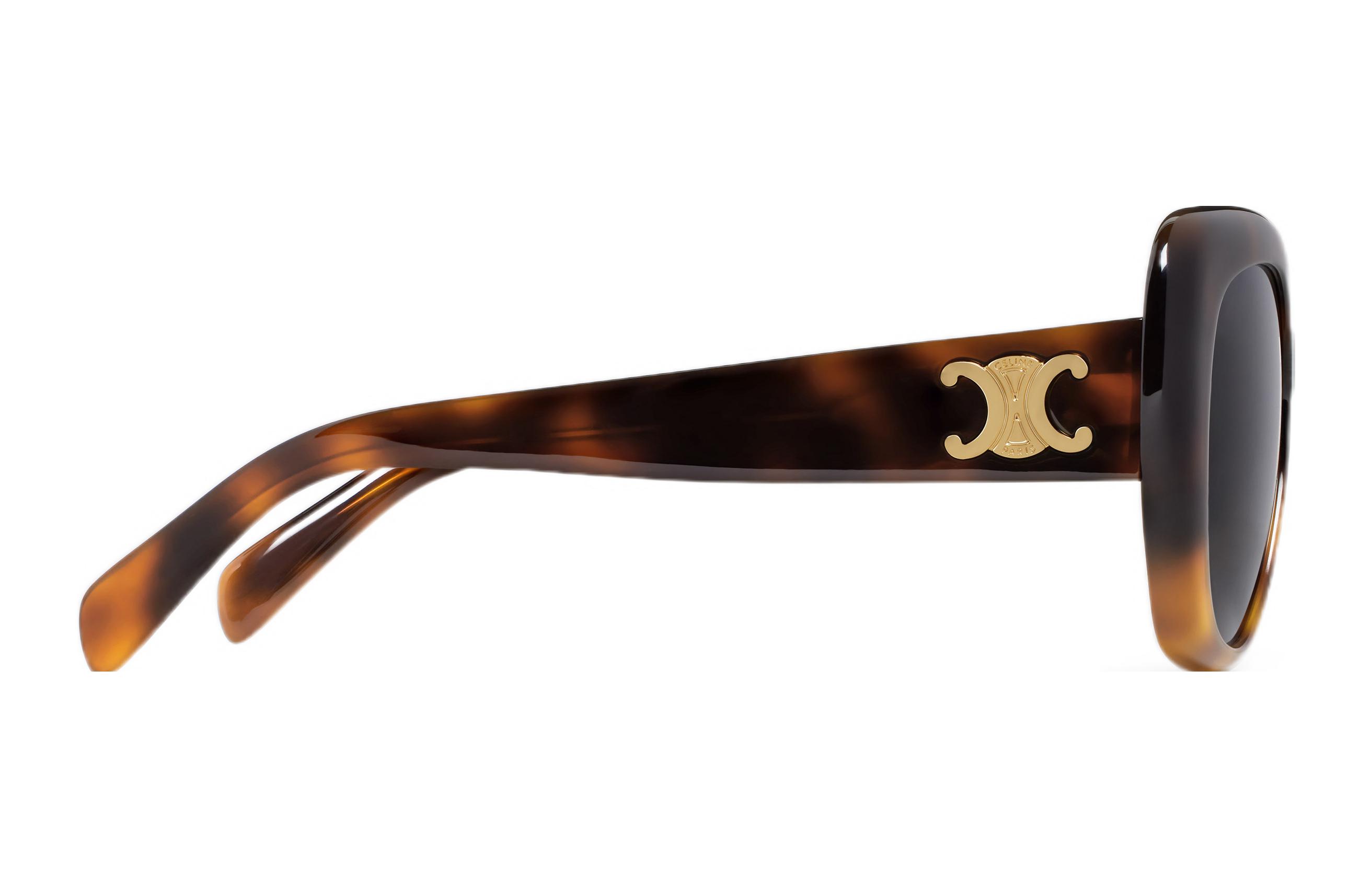Shop (Women) CELINE  Tortoiseshell Square Sunglasses with Metal Triomphe Logo. 4S226CPLB19RH