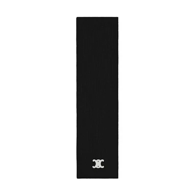 (Women) CELINE Triomphe Patch Accent Knit Scarf in Black 2AZ0A384D.38NO