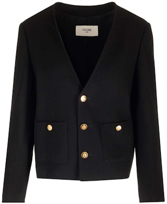 (W) Chaqueta Negra de Céline con Cuello en V, Manga Larga y Botonadura Simple. 2V43T311T-38NO Buy (W) Chaqueta Negra de Céline con Cuello en V, Manga Larga y Botonadura Simple. 2V43T311T-38NO