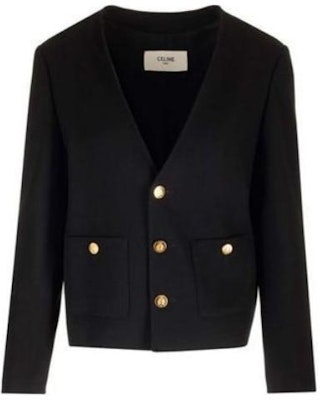 (W) Chaqueta Negra de Céline con Cuello en V, Manga Larga y Botonadura Simple. 2V43T311T-38NO Order (W) Chaqueta Negra de Céline con Cuello en V, Manga Larga y Botonadura Simple. 2V43T311T-38NO