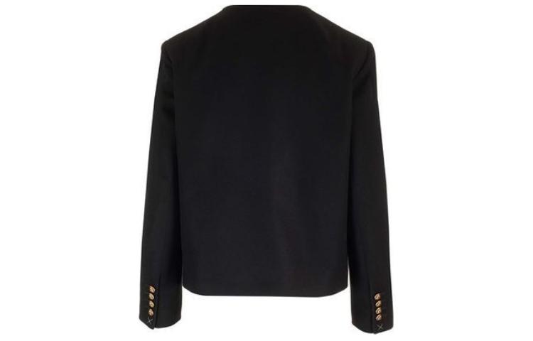 Lookbook (W) Chaqueta Negra de Céline con Cuello en V, Manga Larga y Botonadura Simple. 2V43T311T-38NO