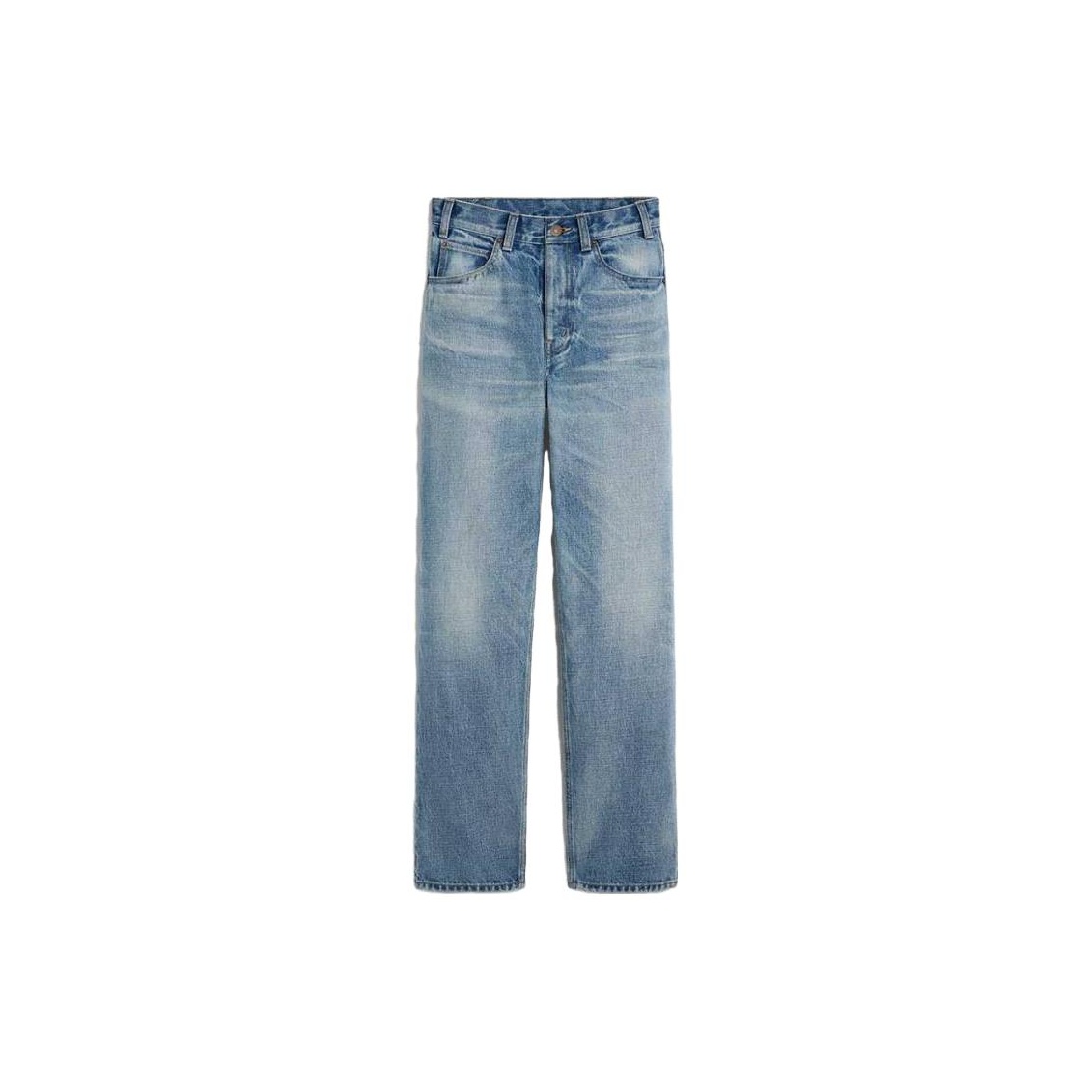 (Women) CELINE  Washed Zipper Straight Fit Mid-Rise Blue Jeans. 2N500206T-08PI