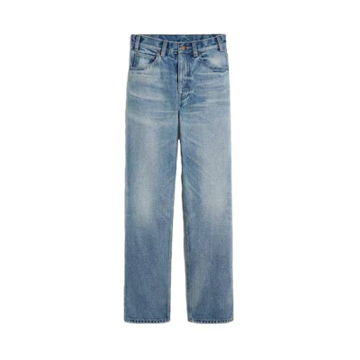 (Women) CELINE Washed Zipper Straight Fit Mid-Rise Blue Jeans. 2N500206T-08PI