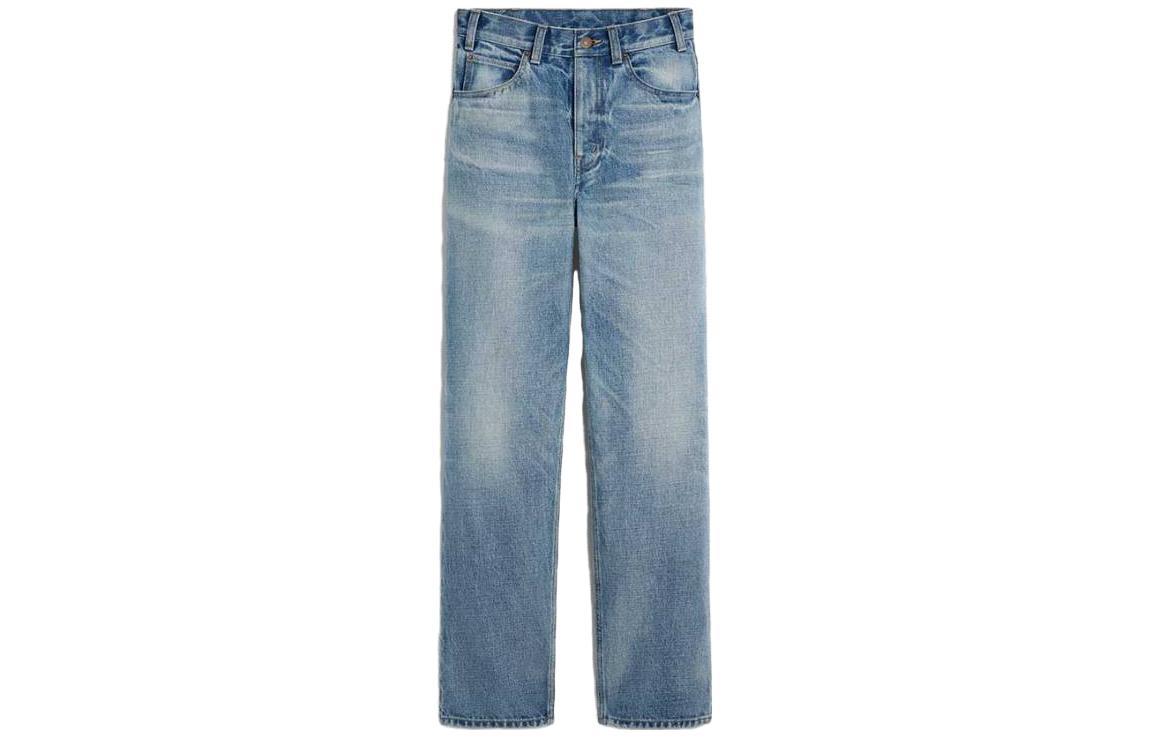 Order (W) CELINE 水洗拉鍊直筒中腰藍色牛仔褲 2N500206T-08PI
