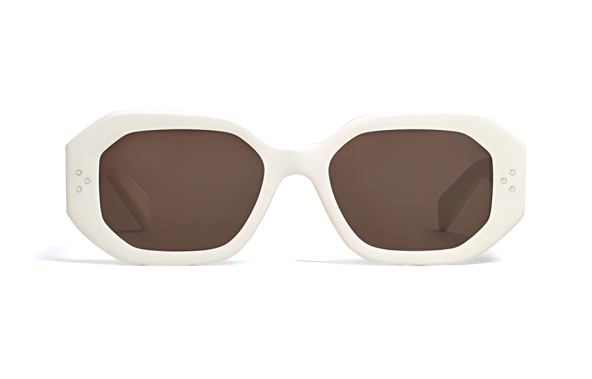 (Women) CELINE  White Acetate Irregular Shaped Sunglasses with Logo. 4S255CPLB-01AV