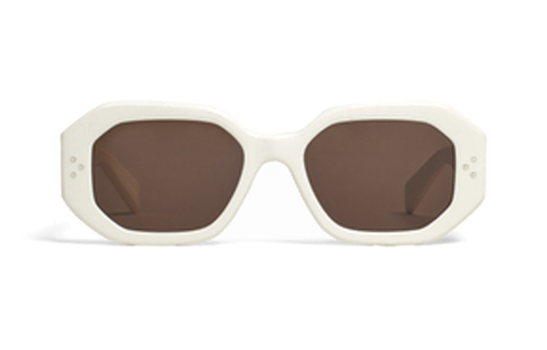 (Women) CELINE  White Acetate Irregular Shaped Sunglasses with Logo. 4S255CPLB-01AV 圖 2