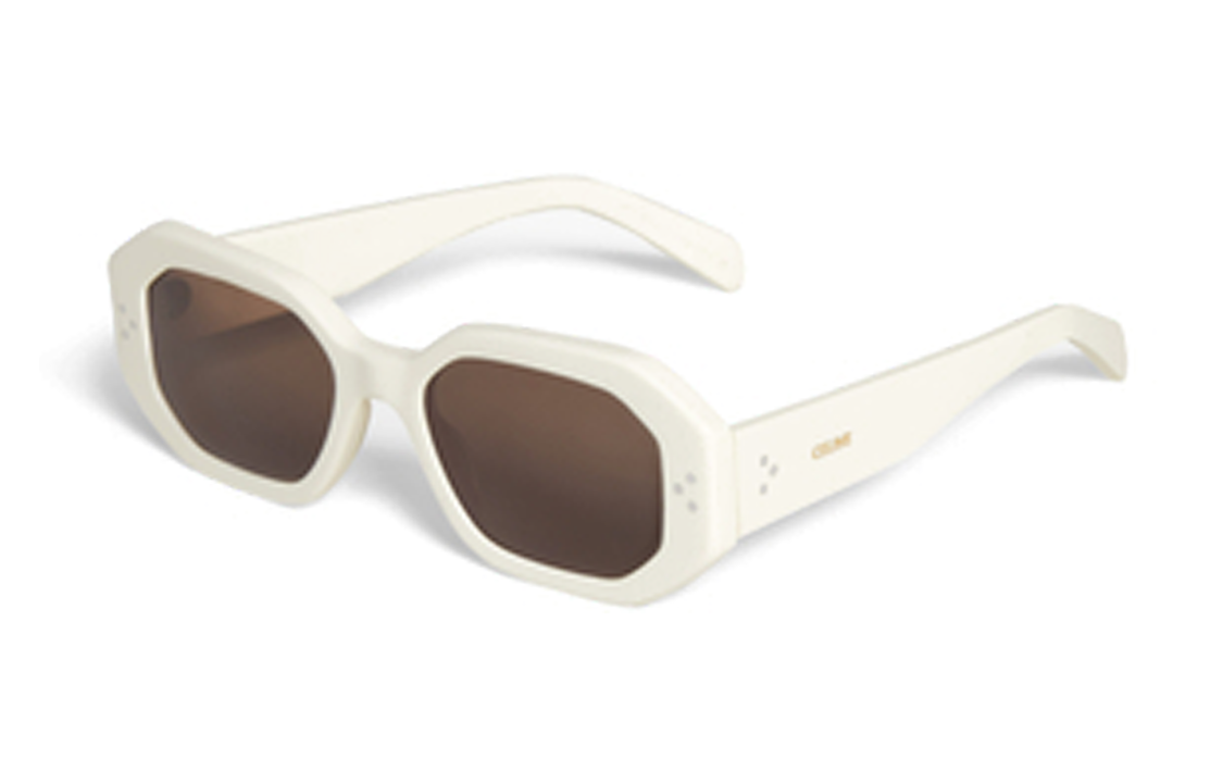 (Women) CELINE  White Acetate Irregular Shaped Sunglasses with Logo. 4S255CPLB-01AV 圖 3