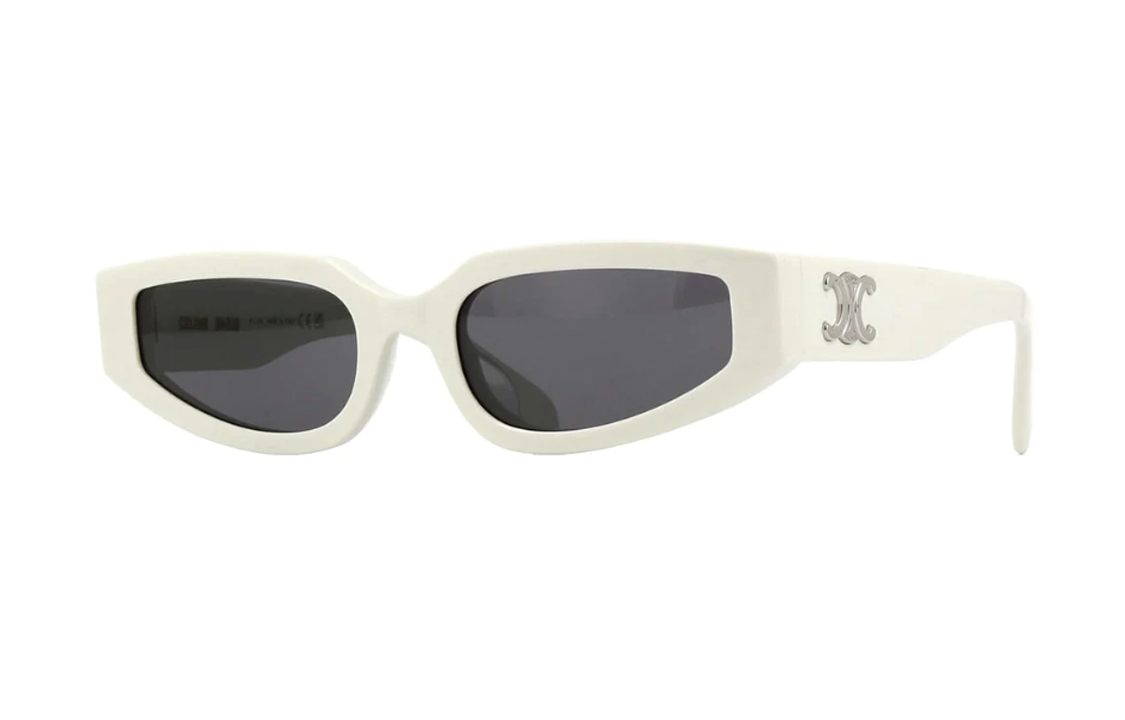 (Women) CELINE  White Irregular Shape Acetate Logo Sunglasses. CL40269U25A