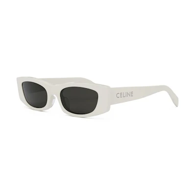 (Women) CELINE White Irregular Shaped Sunglasses with Logo Decoration. CL40245U25A