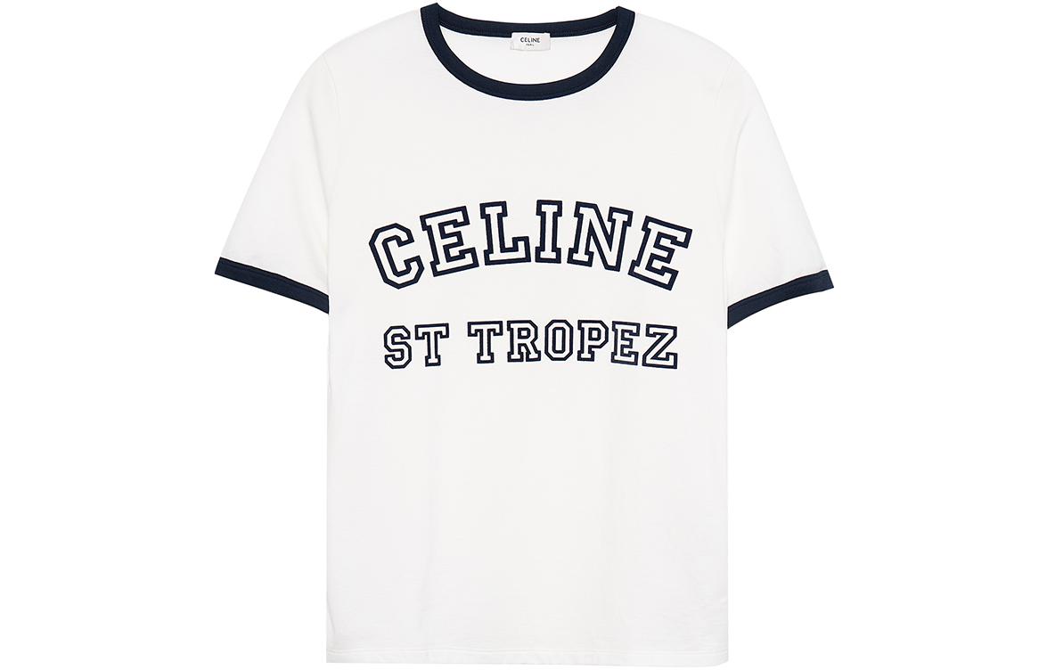 (Women) CELINE  White Letter Print Crewneck T-Shirt SS23 2X774671Q01MA