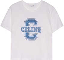 (Women) CELINE White Letter Print Crewneck T-Shirt SS22 Regular Fit 2X897671Q-01EE (Women) CELINE White Letter Print Crewneck T-Shirt SS22 Regular Fit 2X897671Q-01EE