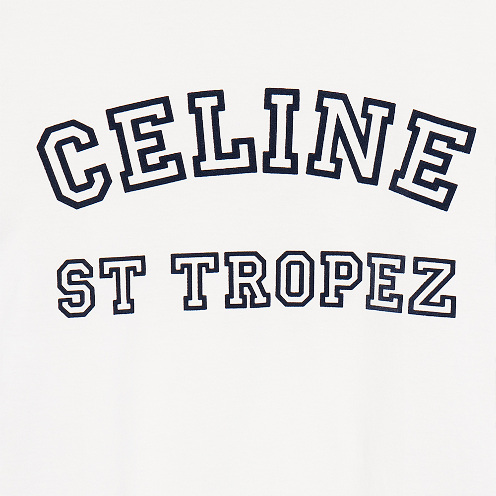 Details for (W) Camiseta Blanca CELINE con Estampado de Letras Cuello Redondo SS23. 2X774671Q01MA