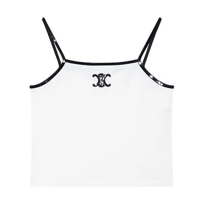 (Women) CELINE White Logo Sequin Embroidered Square-Neck Tank Top. 2X53F671Q-01OB