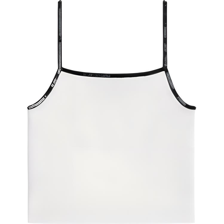 Lookbook (W) CELINE Camiseta Tirantes Cuello Cuadrado Blanca con Logo y Lentejuelas Bordadas. 2X53F671Q-01OB