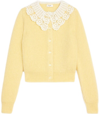 (W) CELINE Suéter Amarillo de Punto FW22, Cuello de Encaje, Manga Larga Casual. 2A86K544M-11JO Order (W) CELINE Suéter Amarillo de Punto FW22, Cuello de Encaje, Manga Larga Casual. 2A86K544M-11JO