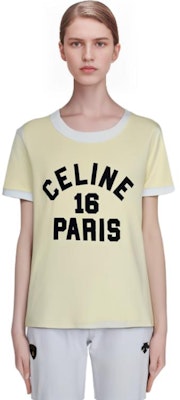(Women) CELINE Yellow Logo Print Crewneck Short Sleeve T-Shirt SS22. 2X97A671Q-11PK Purchase (Women) CELINE Yellow Logo Print Crewneck Short Sleeve T-Shirt SS22. 2X97A671Q-11PK