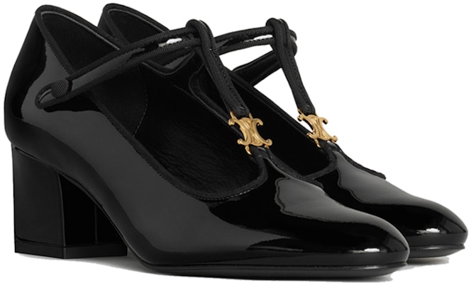 (W) CELINE Babies T-Strap High Heels 'Kulit Hitam Berkilat dan Jalur Grosgrain' 333893321C.38NO Lookbook (W) CELINE Babies T-Strap High Heels 'Kulit Hitam Berkilat dan Jalur Grosgrain' 333893321C.38NO