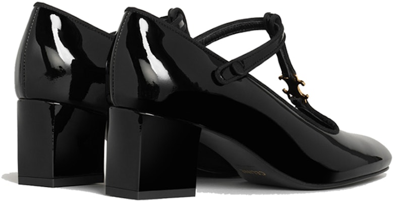 (W) CELINE Babies T-Strap High Heels 'Kulit Hitam Berkilat dan Jalur Grosgrain' 333893321C.38NO Shop (W) CELINE Babies T-Strap High Heels 'Kulit Hitam Berkilat dan Jalur Grosgrain' 333893321C.38NO