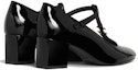 Shop (W) CELINE Babies T-Strap High Heels 'Kulit Hitam Berkilat dan Jalur Grosgrain' 333893321C.38NO