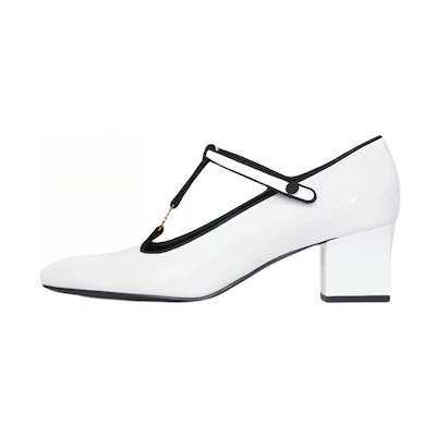 (W) CELINE Babouche T-Strap Pumps 'White'
