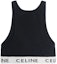 Lookbook (W) 셀린 블랙 라운드넥 로고 디저인 니트 탱크탑. 2A68L372N-38CR