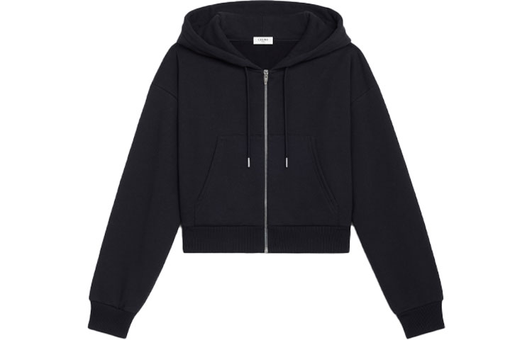 Lookbook (W) CELINE 黑色字母標誌印花短款拉鍊連帽外套. 2Y535052H-38AW