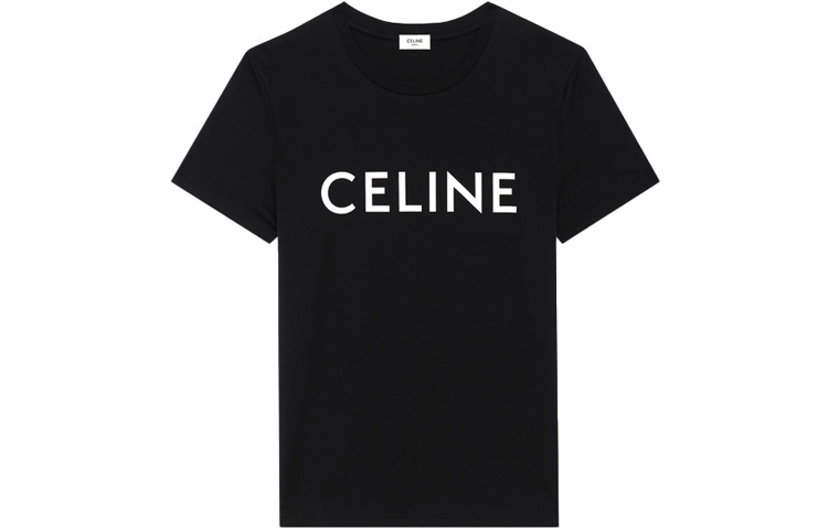 (Women) CELINE Black Logo Print Knit Relaxed Short Sleeve T-Shirt 2X314916G-38AW