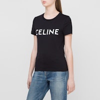 (W) CELINE Kaos Pendek Santai Hitam dengan Logo Print 2X314916G-38AW Shop (W) CELINE Kaos Pendek Santai Hitam dengan Logo Print 2X314916G-38AW