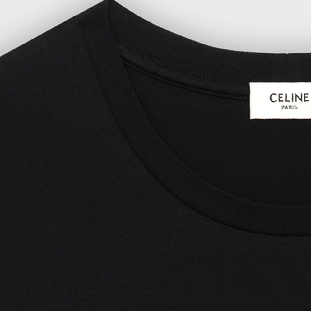 Details for (W) CELINE Kaos Pendek Santai Hitam dengan Logo Print 2X314916G-38AW
