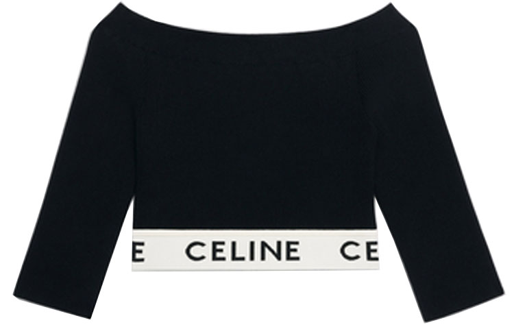 Lookbook (W) セリーヌ ブラック ロゴ プリント ノースリーブ ラウンドネック トップス. 2A06V372N-38CR