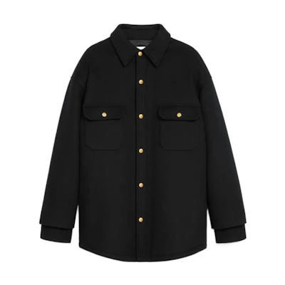 (Women) Celine Black Solid Single-Breasted Shirt Jacket FW22 SS25 2V13L6700-38NO