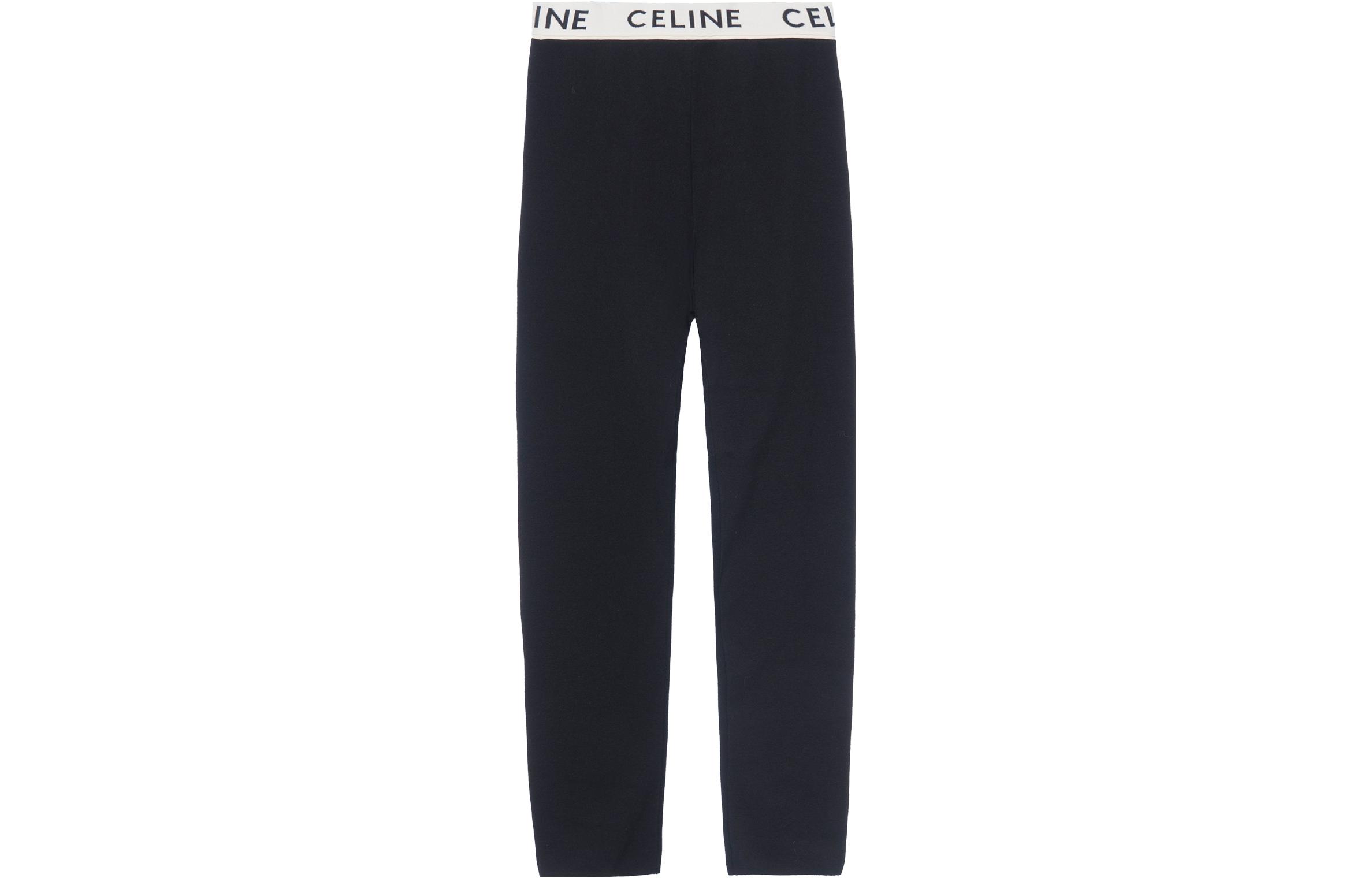 (Women) CELINE Black Straight Leg Logo Waistband Leggings 2A05P372N-38CR