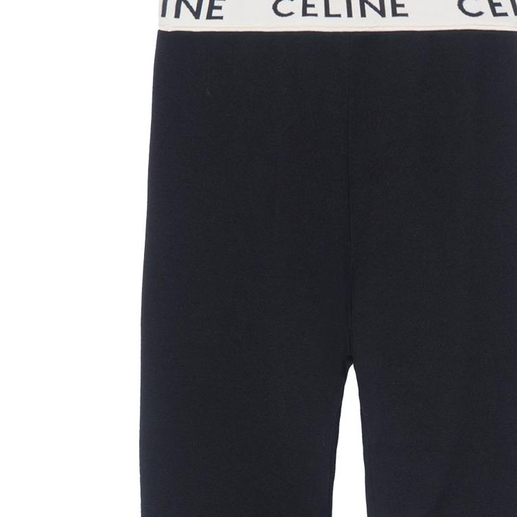 Details for (Women) CELINE Black Straight Leg Logo Waistband Leggings 2A05P372N-38CR