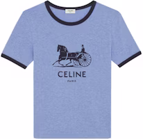 (Women) CELINE Blue Logo Print Cotton Crewneck Short Sleeve T-Shirt. 2X575485F-07BQ (Women) CELINE Blue Logo Print Cotton Crewneck Short Sleeve T-Shirt. 2X575485F-07BQ