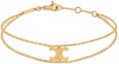 Lookbook (W) 셀린느 여성용 마이크로 로고 디자인 골드 브라스 팔찌. 460YB6BRA35OR