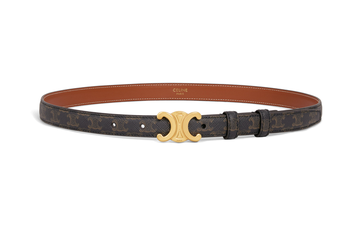 Lookbook (Women) CELINE Brown Leather Belt with Logo Print Smooth Buckle for Women 1.8cm Wide. 45AX62AH404LU