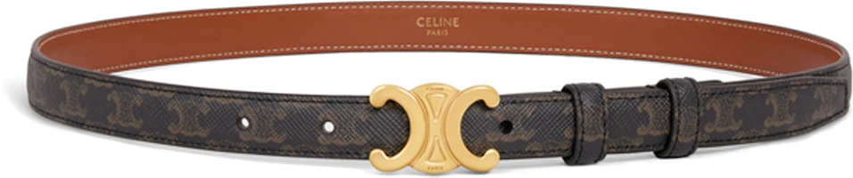 Lookbook (W) CELINE 棕色皮帶 女士1.8cm寬款 帶有Logo圖案和光滑扣環設計 45AX62AH404LU