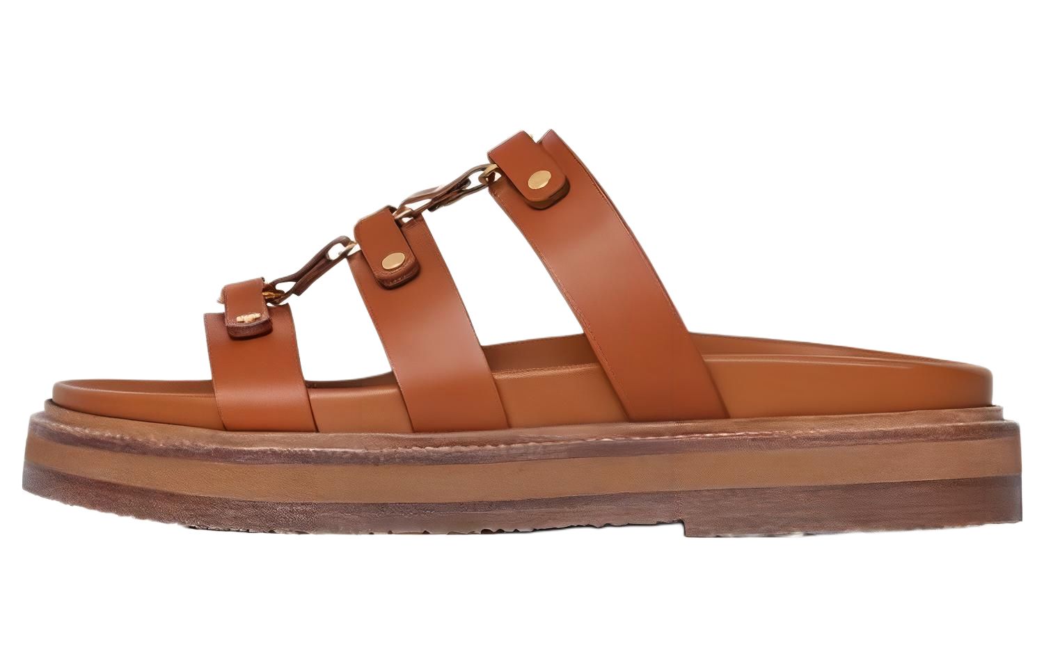 (Women) CELINE Brown Slide Sandals Casual Comfortable Slippers 357283766C.04LU