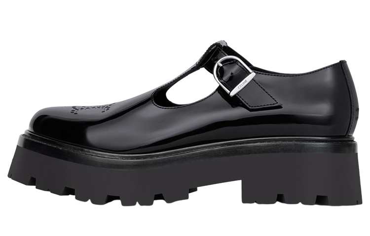 (Women) CELINE Buckled Patent Leather Platform 'Black' 348613517C.38NO