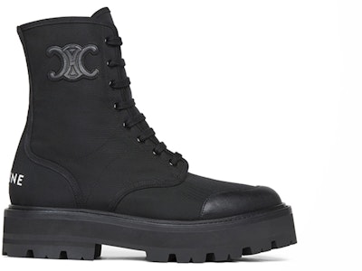 (W) CELINE 黑色标志皮革系带厚靴 345597004C.38NO Order (W) CELINE 黑色标志皮革系带厚靴 345597004C.38NO