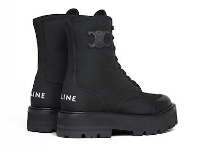 (W) CELINE 黑色标志皮革系带厚靴 345597004C.38NO Shop (W) CELINE 黑色标志皮革系带厚靴 345597004C.38NO