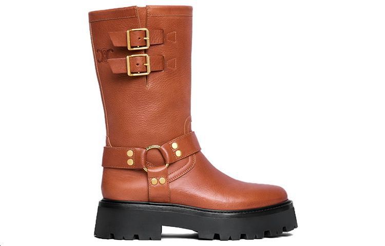 Order (W) CELINE 复古机车风格棕色厚底中帮鞋 354573492C.19TO