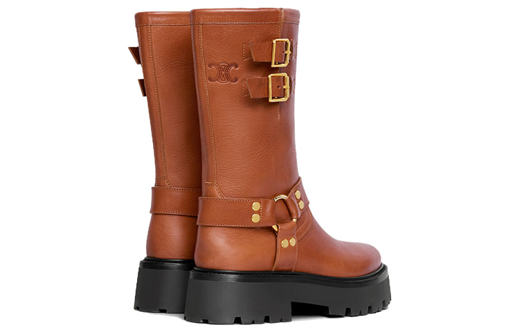Shop (W) CELINE 复古机车风格棕色厚底中帮鞋 354573492C.19TO