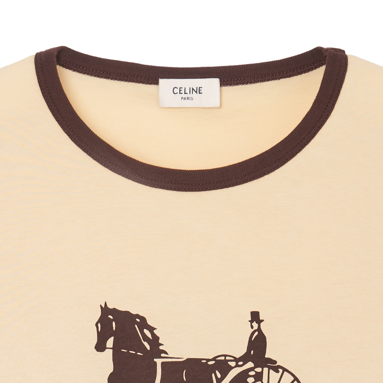 Shop (W) CELINE奶油黄标志印花棉质圆领T恤 2X575114L-11MR
